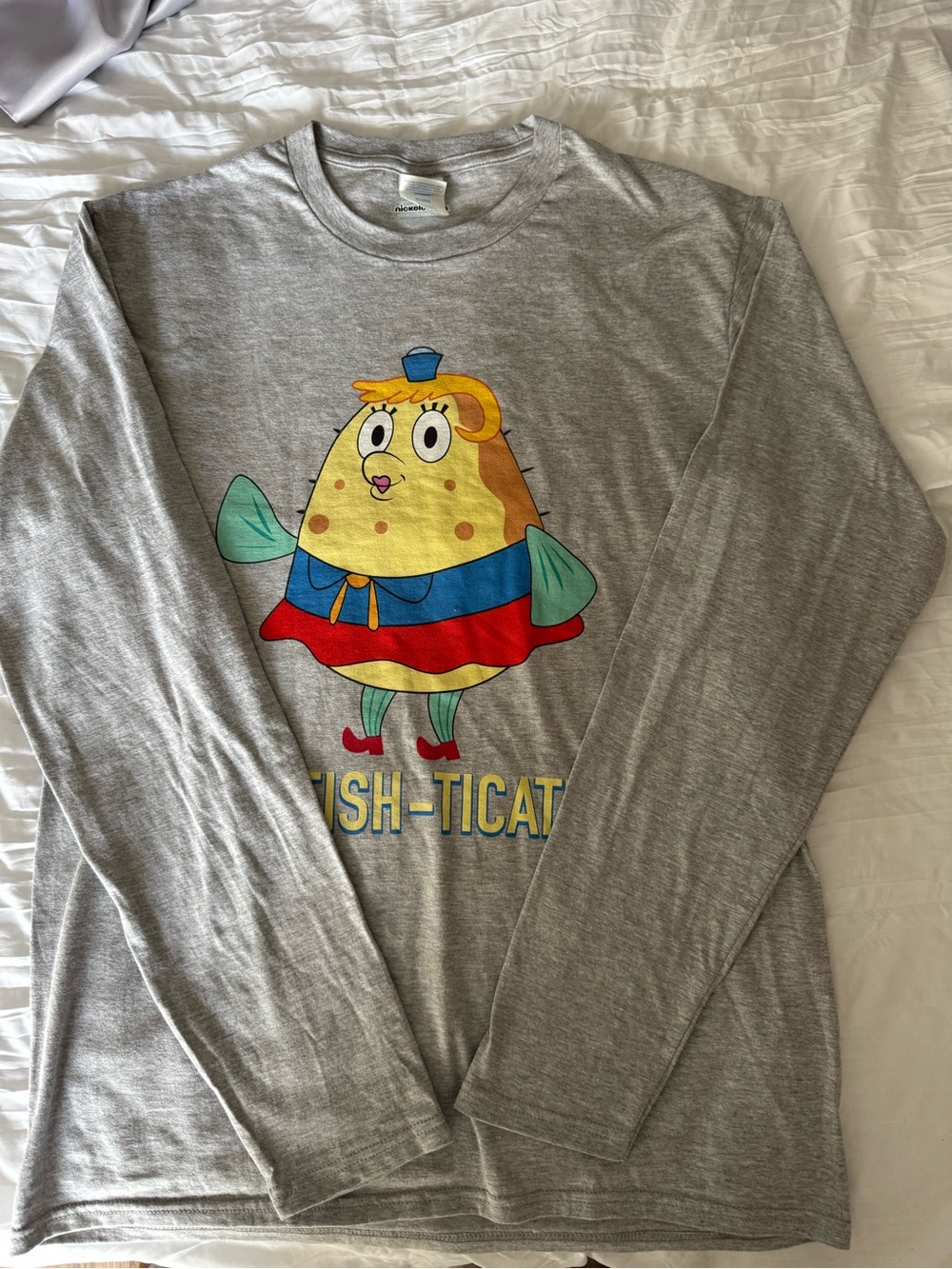 Nickelodeon Mrs. Puff  Gray Heather Crewneck Tee.